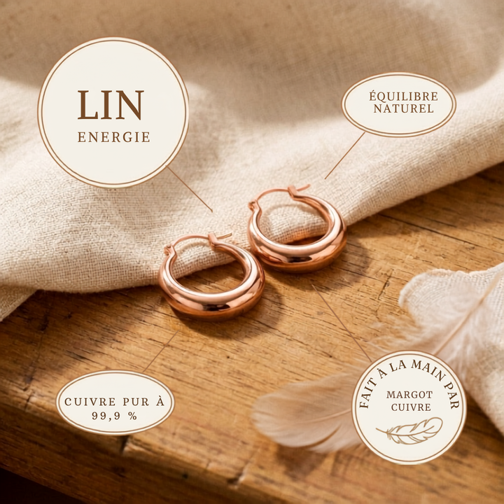 Boucles d'Oreilles en Cuivre en Forme de Cercle Margot Cuivre Linnet