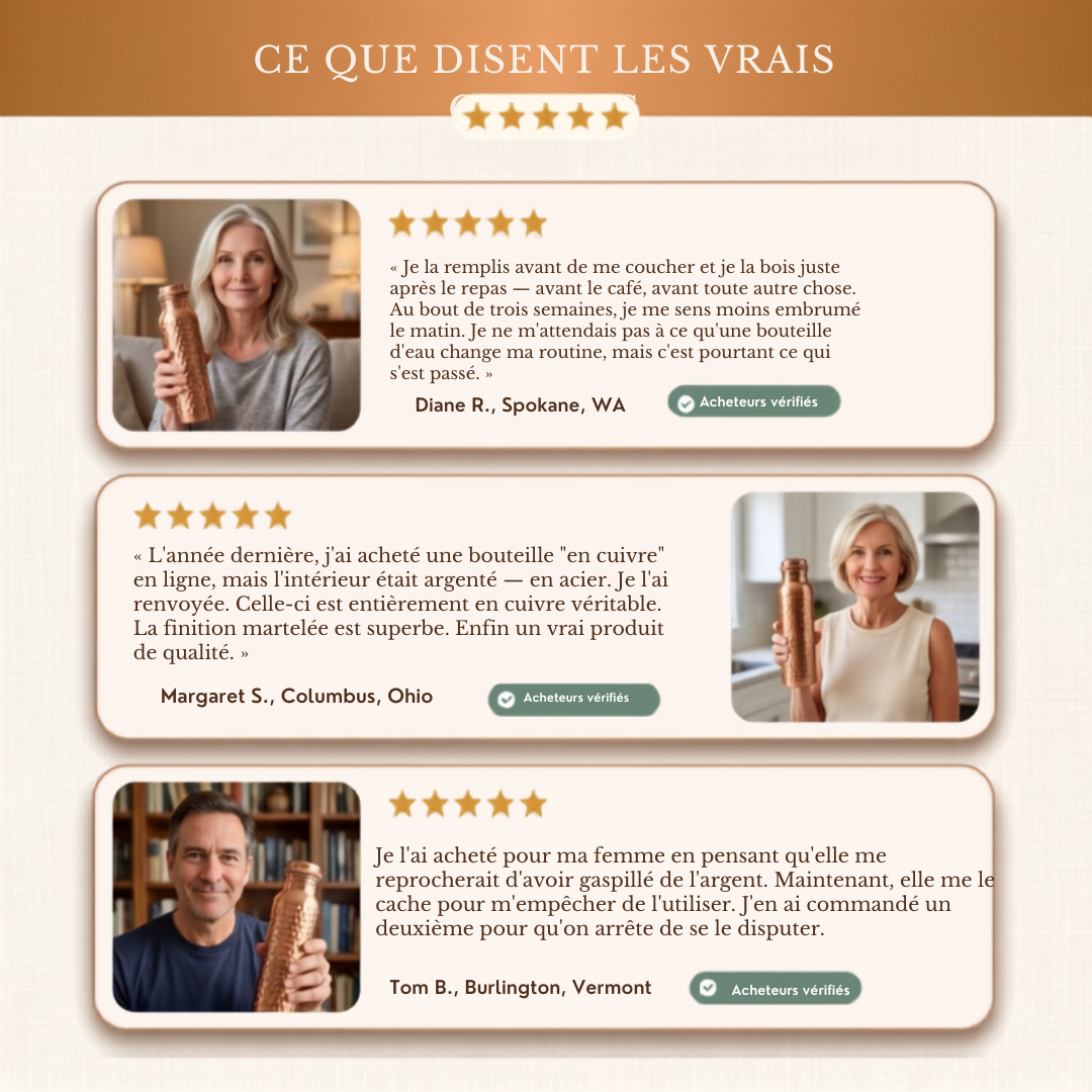 Bouteille d'eau en cuivre pur Margot Cuivre