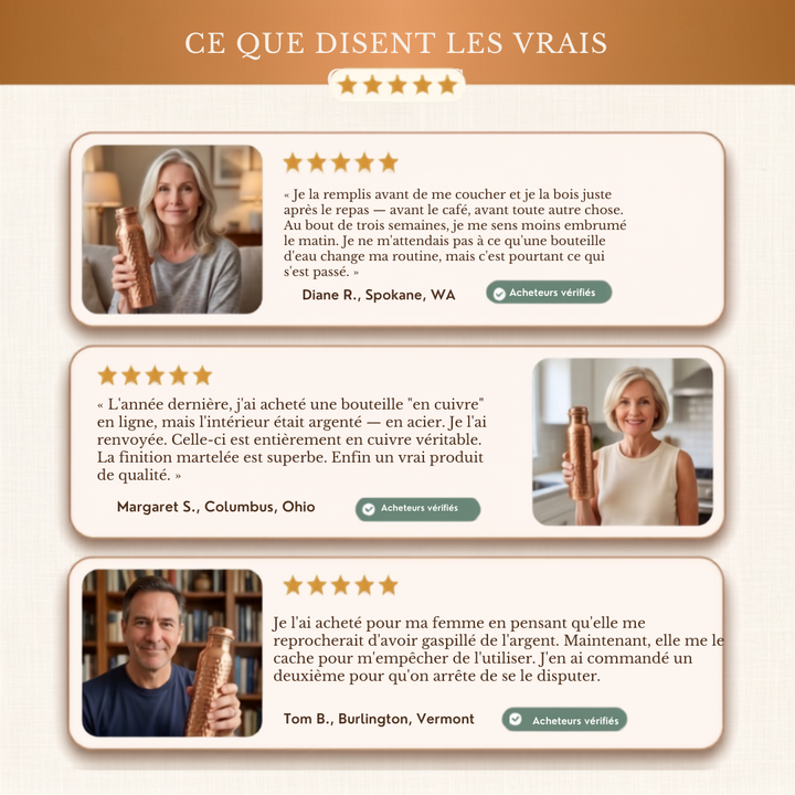 Bouteille d'eau en cuivre pur Margot Cuivre