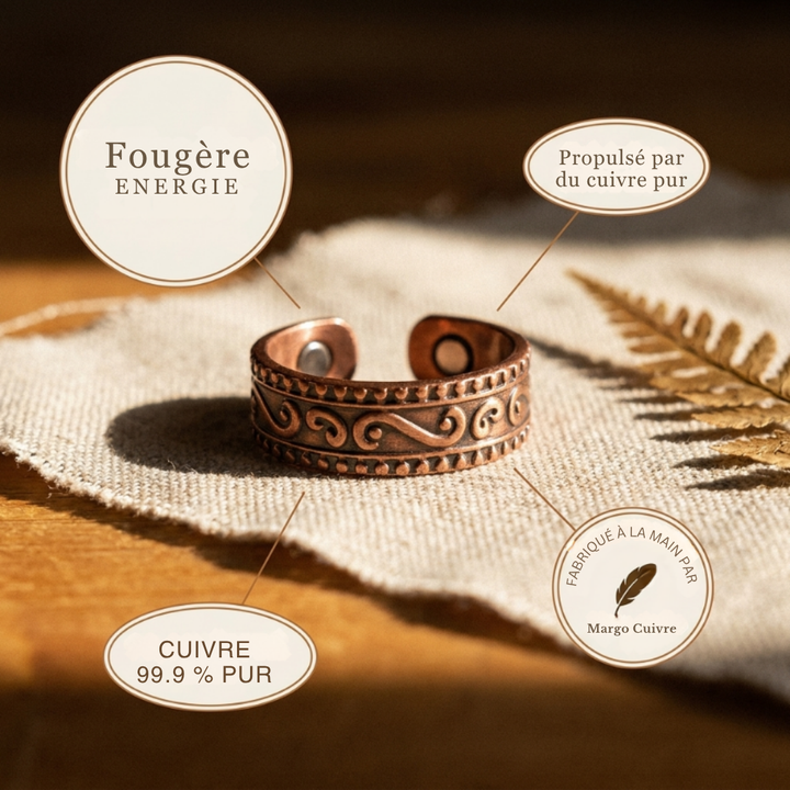 Bague en cuivre avec fougère de Věra