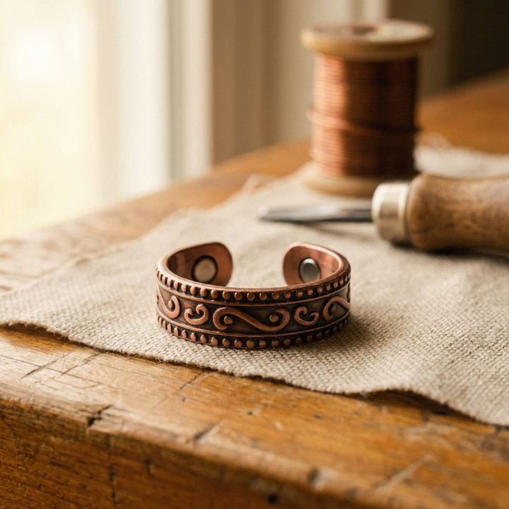 Bague en cuivre avec fougère de Věra